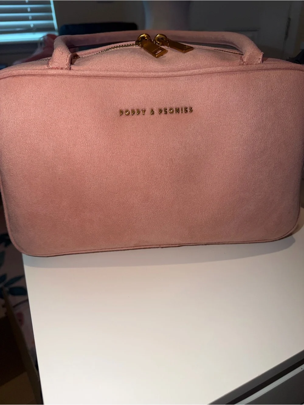 Poppy & Peonies Dusty Pink Suede Satchel